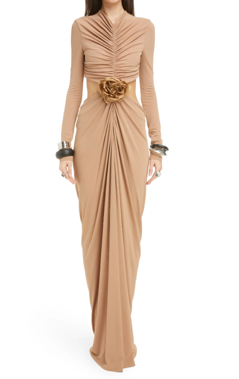 Beige draped dress